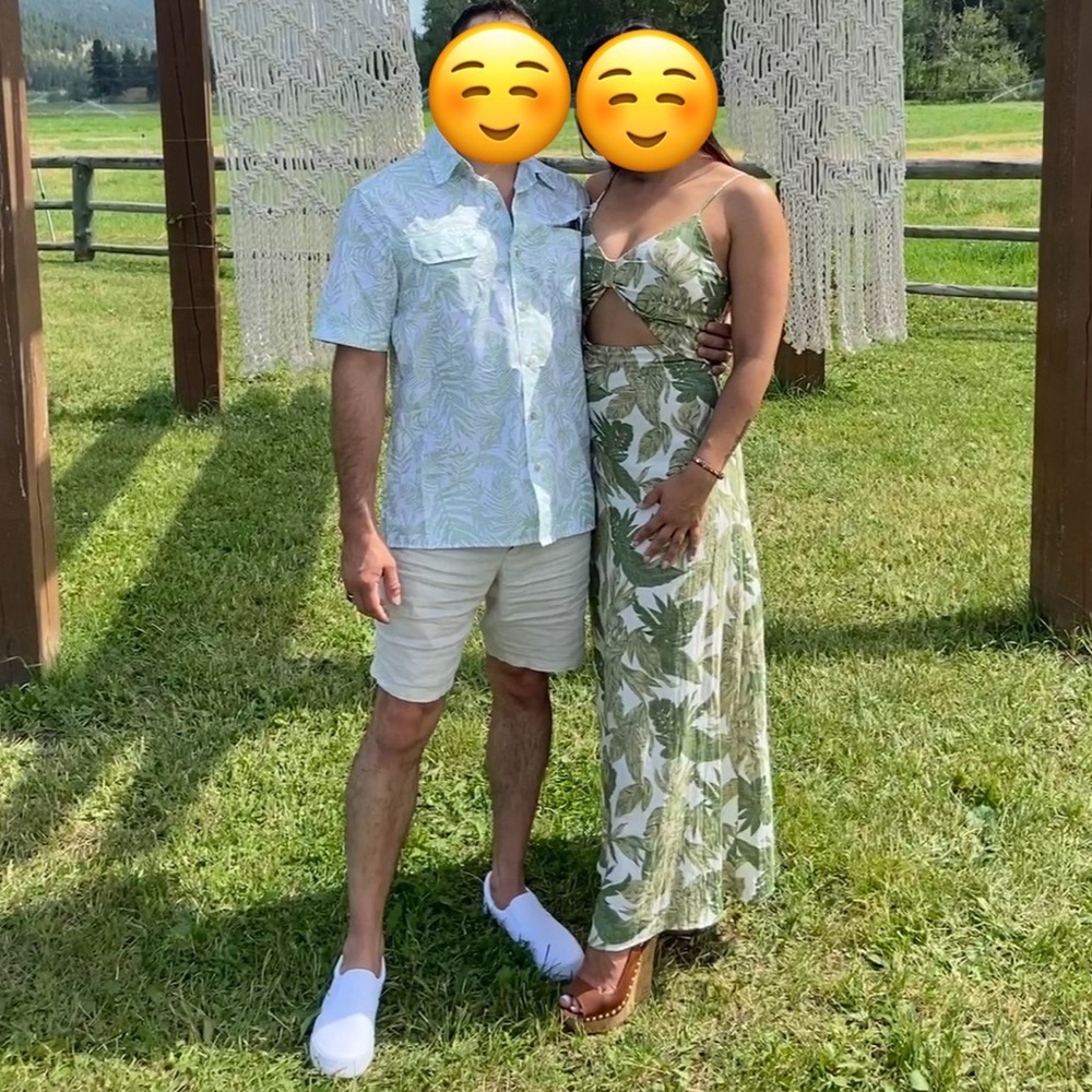Long flared dress with abdomen cut out